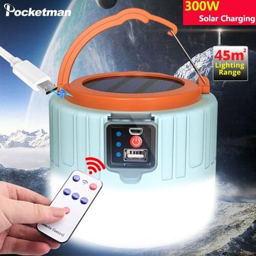 300W USB/Solar Charging Light Portable Camping Light Emergency Lantern Night Light Solar Lamp Portable Tent Light