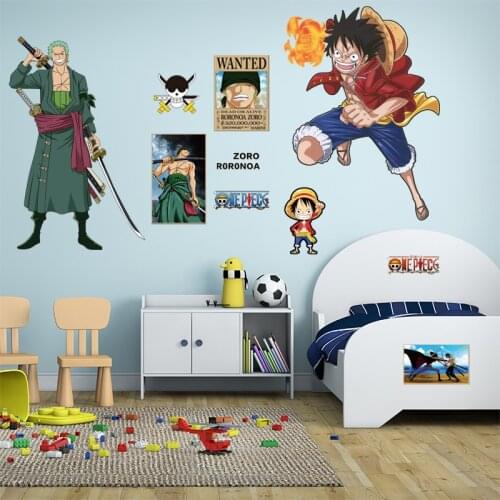 3D Anime Character Luffy Self-adhesive Wall Sticker Boy Bedroom Creative Graffiti Cartoon Anime Sticker PVC Wall Sticker