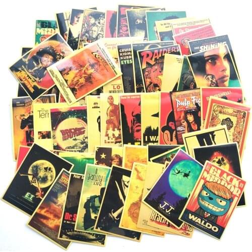 54 Pcs Retro Movie Poster Graffiti Stickers Euro American DIY Scrapbook Luggage Carbody Stationery Stickers