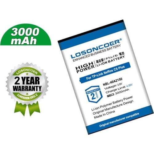 LOSONCOER Battery 3000mAh NBL-40A2150 Battery For TP-link Neffos C5 Plus TP7031A TP7031C Mobile Phone Battery