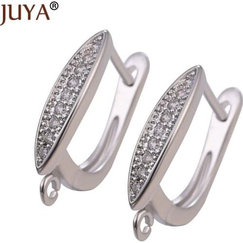 JUYA DIY Accessories Earring Hooks Fine Zircon for Jewerly Making Findings Handmade Woman Earrings High Quality Copper Metal
