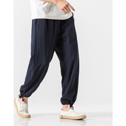 Summer mens trousers Linen straight leg slacks Convergent pants XL mens trousers