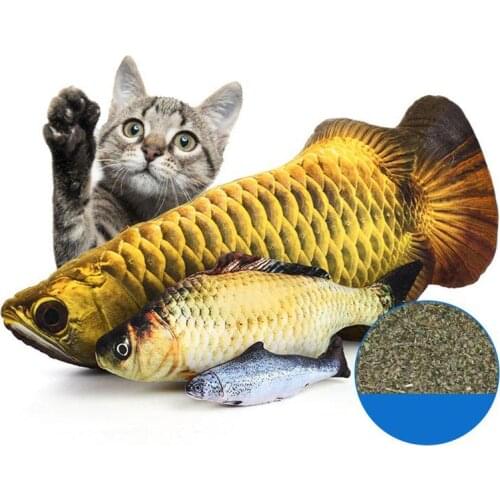 Simulation Fishes Funny Pet Toy 3D Fish Plush For Cats Playing Toys Cat Doll PP Cotton Pillows
