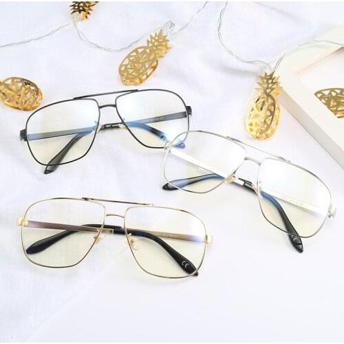 BEYONDSTAR Classic Square UV400 Sunglasses Men Women Double Beam Clear Glasses Rectangle Flat Lenses Sun Glasses Shades G23022