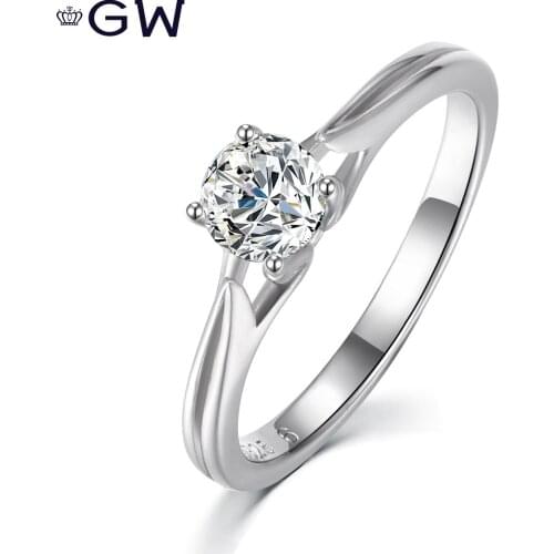 GW 0.5ct 5.0mm D Color Round 925 Silver Moissanite Ring Diamond Test Passed Jewelry Woman Girlfriend Present Wedding Rings