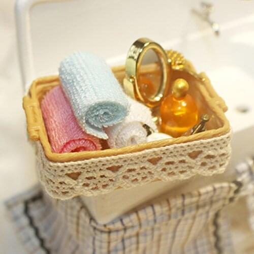 Bathroom Basket Dollhouse Accessories Kids Toy Decor Dollhouse Decor Gifts