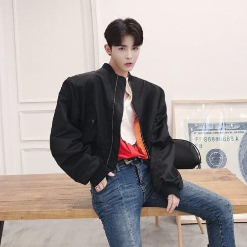 Men Loose Oversize Wide High Shoulder Coat Spring Autumn Male Fashion Show Casual Bomber Jacket Overcoat