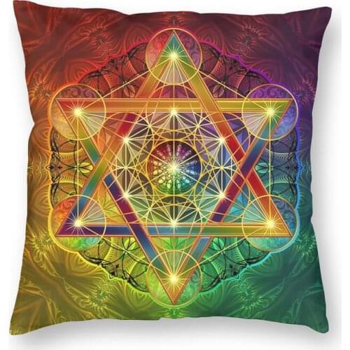 Metatrons Cube With Merkabah And Flower Of Life Pillow Case Home Decor Cushions Throw Pillow for Sofa Double-Sided Printing