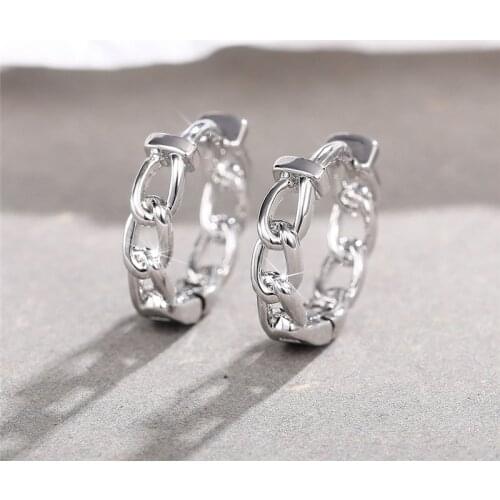 Huitan Minimalist Chain Earrings Hoops for Women/Men Cool Accessories Versatile Daily Wear Party Earrings Trendy Jewelry 2021