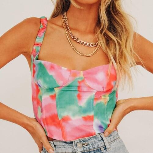 Musuos Ladies Boho Beach Printing Vest Tank Tops Summer Women Strapless Sleeveless Backless Slim Fit Crop Top Club Street