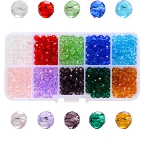 4-10mm Boxed Transparent Crystal Beads Faceted Loose Spacer Round Glass Beads for Jewelry Making DIY Handmade Accessories