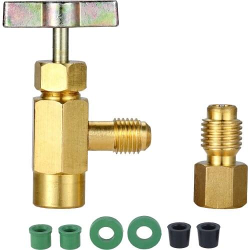 R134A Can Tap 1/2 Acme to 1/4 SAE Bottle Opener, 1/4 SAE Female and 1/2 Acme Male Tank Adapter and 6Pcs Gasket