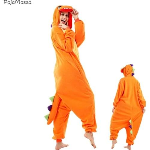 New Orange Dragon Kigurumi Men Onesie For Adults Fleece Onesies Women Girl Sleepwear Cartoon Anime Pajama Winter Outfit Romper