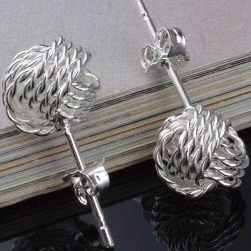 Solid Fashion Jewelry Mesh Ball Stud Earrings Knot Earrings Jewelry Gift for Women Girl BH