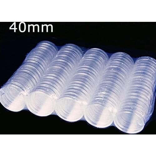 100 Pieces 40mm Clear Plastic Protector Capsules Containers case For Token Board Game Coin Collection Holder Boxes