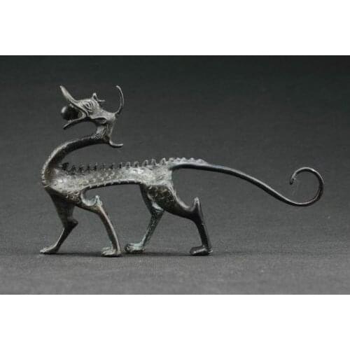 Rare COLLECTIBLES OLD DECORATED HANDWORK BRONZE CARVING DRAGON WONDERFUL STATUE