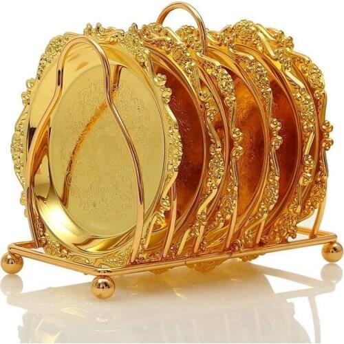 SHGO HOT-Series 6 Piece Roller Coaster Creative Drink Coaster Decorative Frame Non-Slip Metal Coaster Desktop Display With Pole