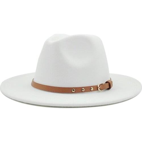 NEW Black/white Girl Wide Brim Simple Church Derby Top Hat Panama Solid Felt Fedoras Hat for Men Women wool Jazz Cap