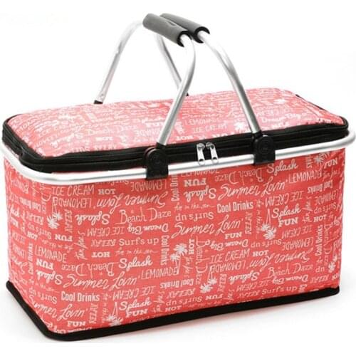 600D Folding Basket Bags Keep Food Hot/Cold Fashion Insulated Lunch Bag Women Men Tote Cooler Picnic Travel Thermal Box handbag