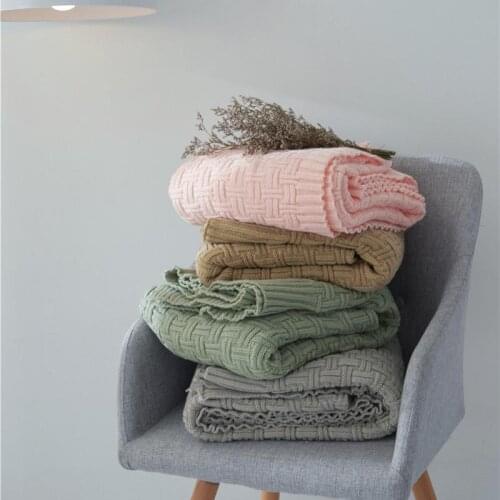 Modern Simple Solid Color Blanket Knitting Double-sided Weave Sofa Bed Throw Blanket Air Condition Blanket Gift 120x180cm