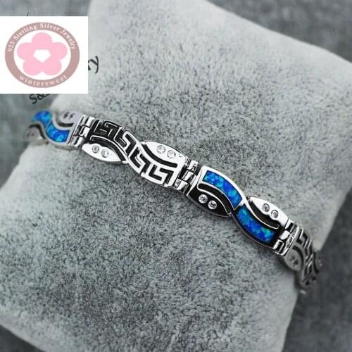 SZ0067 2016 Fashion Bracelets Chinese Pattern Blue Opal Gem Charm Bracelets For Womens Bracelets & Bangles