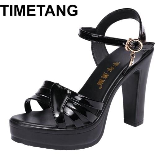 TIMETANG high heels sandals big size 34-43 women shoes 2020 new summer buckle strap fashion casual platform ladies sandals