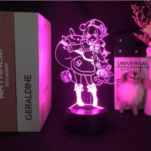 Genshin Impact Anime Figure Lamp LED Night Light Kids For Indoor Bedroom Party Novelty Illusion Bedside Desktop Decor Child Gift