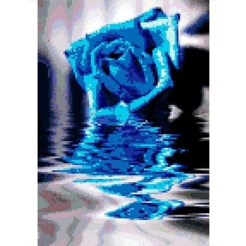 Embroidery Package Hot Sell Best Quality Cross Stitch Kits Rose Flower Ice Blue Free Shipping