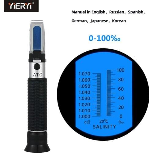 Yieryi New Handheld 0-0-100‰ Salinity Aquarium ATC Refractometer 1.000-1.070SG Salinity Refractometer Sea Gravimeter Aquarium
