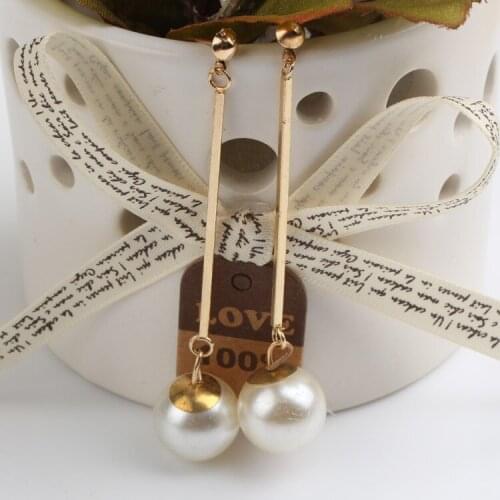 Women Girls Long Section Imitation Pearl Earrings Stud Earrings Fashion JewelryEAR-0118