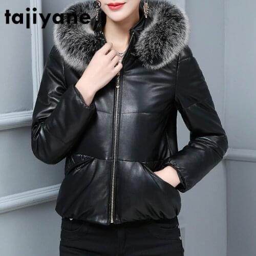 Tajiyane Real Genuine Leather Jacket Fox Fur Collar Coats Womens Down Jacket Winter Sheepskin Coat Female JacketsD5197Q40WPY562