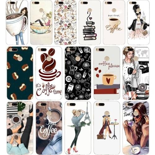 91AA Coffee Girl gift Soft Silicone Tpu Cover phone Case for Xiaomi Redmi Mi A1 A2 8 lite