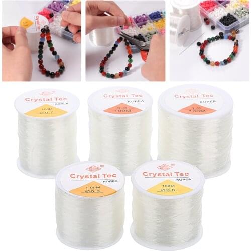 1Set 0.8 1 1.2MM Plastic Crystal DIY Beading Stretch Cords Elastic Line Beading Beads String Thread With Beading Needles