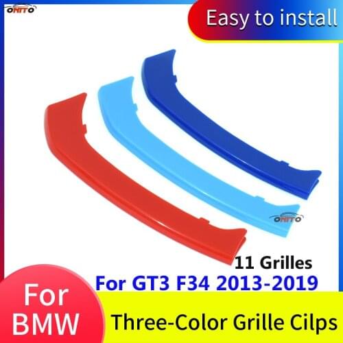 11 Bars 3 Colors Front Grille Clips Covers Car Stripe Clip Decal Grille Car Decoration ABS For GT3 F34 2013-2019
