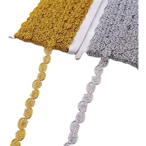 12 Yds/Lot Gold Crochet Lace Ribbons Vintage Decoration Dance Stage Braid Embroidery Trims S Lace Trim Gold Silver Band 1.5cm
