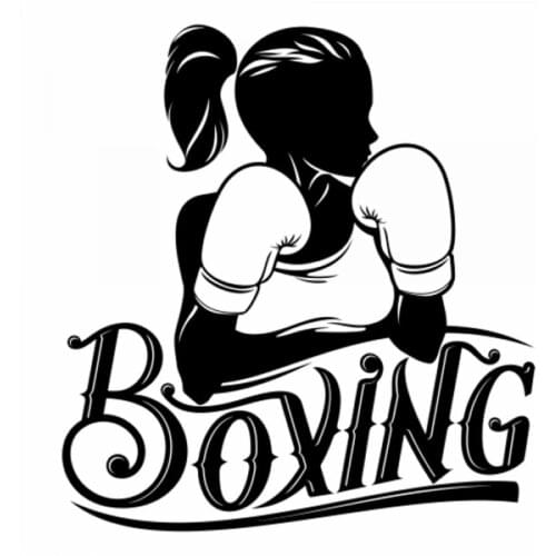 18x16cm Boxing Girl Car Sticker Female athlete Sport Lover Window Glass Body Decoration Decal Accessories CL405