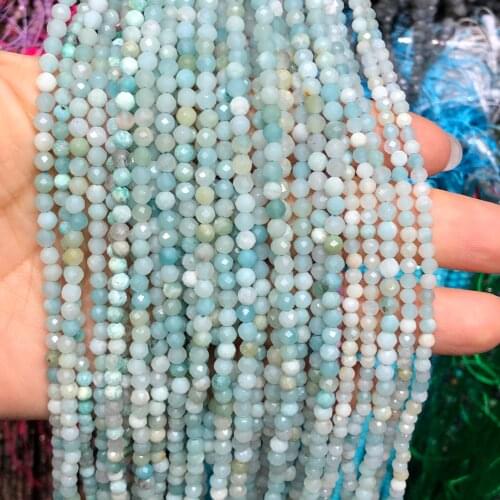2/3mm Natural Faceted Amazonite Stone Beads Small Loose Spacer Tiny Beads For Jewelry Making Diy Accessories Bracelet Necklace