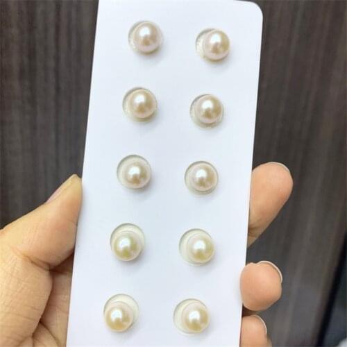 2021 zhuji Hot selling 3A High quality Natural Freshwater pearls 3mm 7mm 10mm round shape white color half hole loose pearls