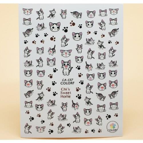 3D Nail Sticker Girl Manicure Decals Decoration Stickers for Nails Cute Cat Pet Design Nail Art Sticker Accessories
