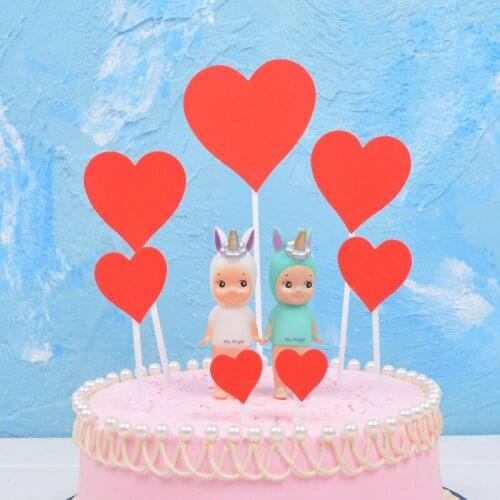 7pcs/set Mini Star Heart Cupcake Toppers Birthday Cake Topper Cake Decoration Wedding Party Decorations Cake Flags Party Supply