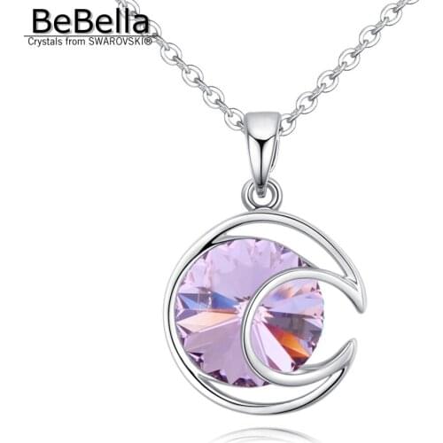 BeBella moon and sun pendant necklace with Crystals from Swarovski for woman girls Christmas gift