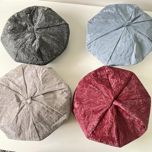 Faux Leather Beret Fashionable Water Stain Texture Autumn 2021 New Solid Color Painter Hat Fashionable Womens Hat