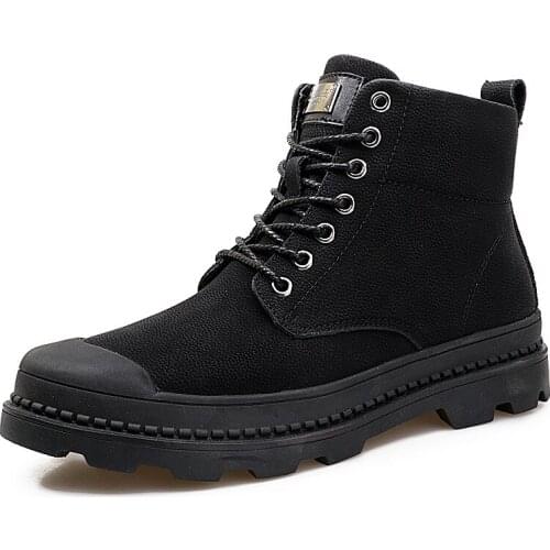 Winter Boots Men Leather Shoes outdoor Men Ankle Boots Fashion Brand Autumn Winter Male Footwear with fur warm snow boots men