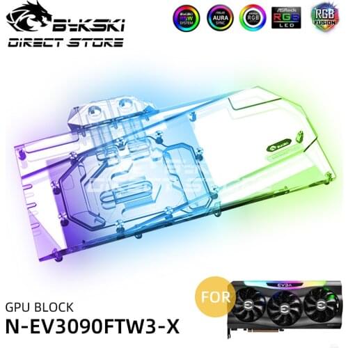 Bykski A-RGB GPU Blocks For EVGA RTX3090 3080 FTW3 ULTR VGA Water Block Cooler Heatsink PC Liquid Cooling A-RGB N-EV3090FTW3-X