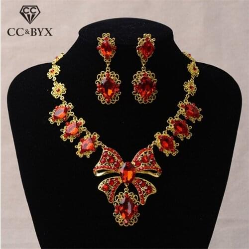 CC Jewelry Sets Necklace Stud Earring Luxury Pendant Wedding Accessories For Bridal Women Party Butterfly Shape WholesaleTL029