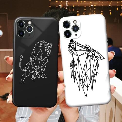 Silicone Phone Case For iPhone 12 Pro SE2 XS Max XR 7 8 6S Plus mini Cartoon Lion Owl Couples Cover For iPhone 11 Pro MAX Shell