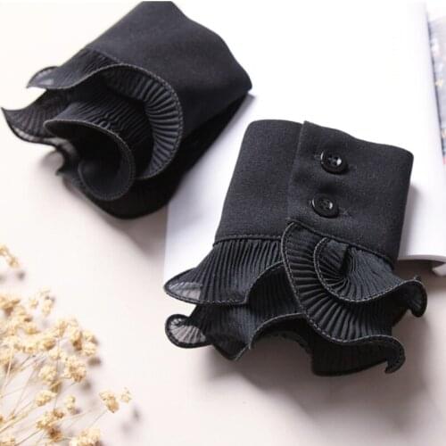 Decorated Cuff Fake sleeves autumn and winter wild sweater decorative sleeves flounces buttoned wrist sleeves lace pleated wrist