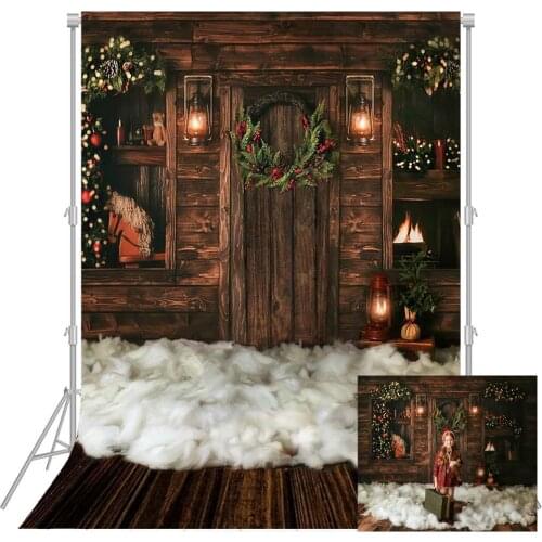 Photography backdrop Christmas rustic wood wall background for photo studio white clouds newborn portrait for photographic prop