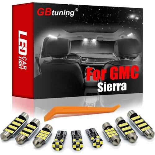GBtuning Canbus LED Interior Light Kit For GMC Sierra 1500 1500HD 2500 2500HD 3500 3500HD 1988-2020 Car Bulb Reading Auto Lamp