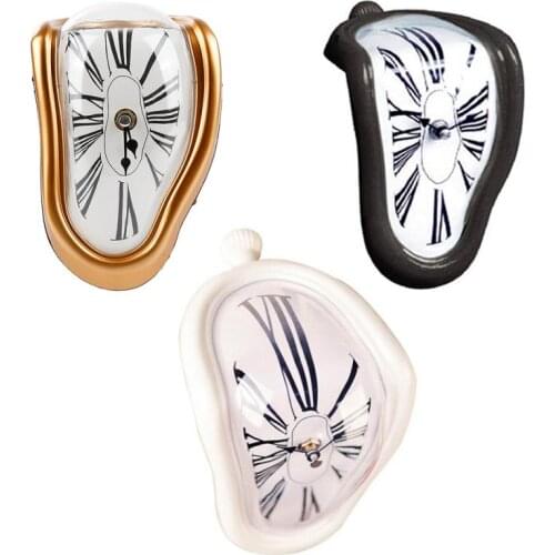 Hot Sale Creative Melting Time Warp Clock Roman Number Book Shelf Desktop Decoration Hanging Art Design Style Distorted Clock